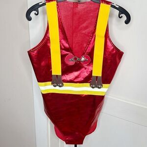 Dreamgirl Fiery Fatale Sexy Fire Fighter Bodysuit Halloween Costume Size Medium